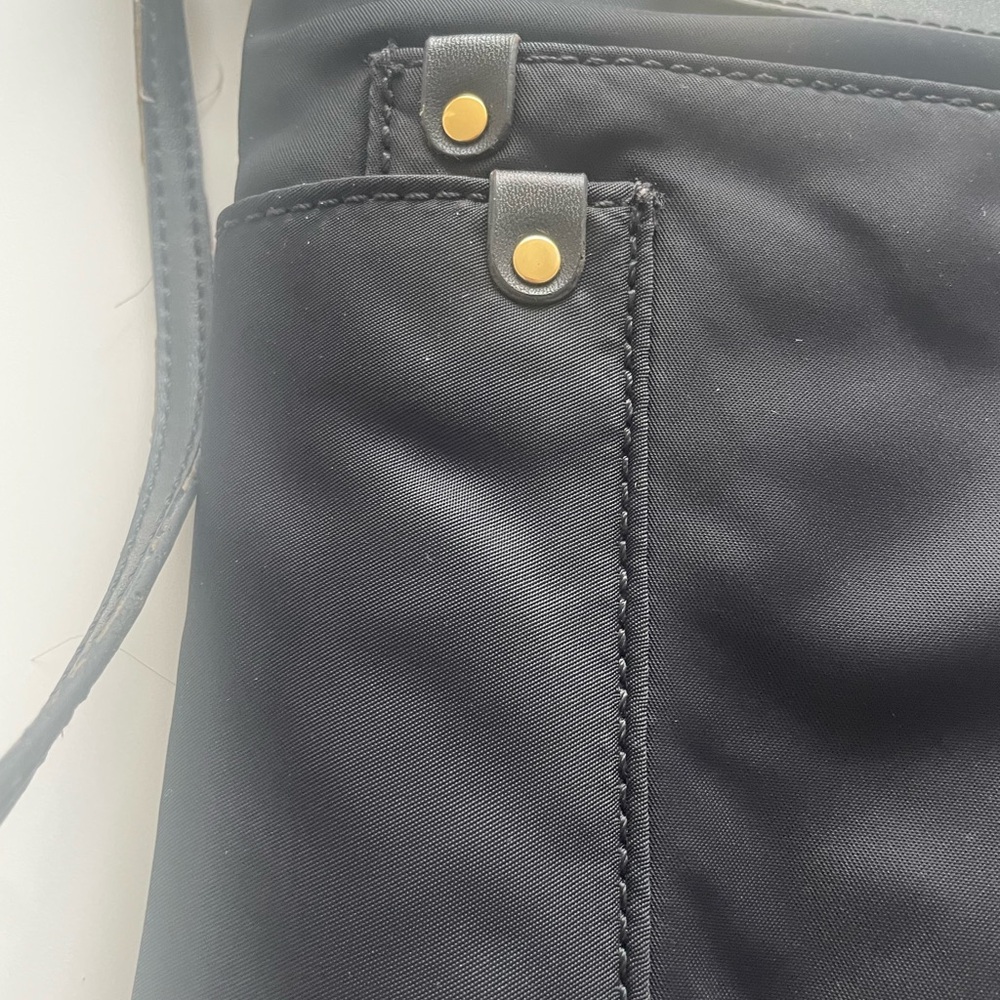 Black Nylon Crossbody Bag with Gold Accents - Picture 5 of 11